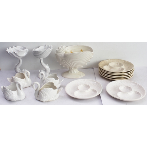 23 - Various ceramics to include:
 a large Wedgwood ceramic vase modelled as a nautilus shell;
 eight oys... 