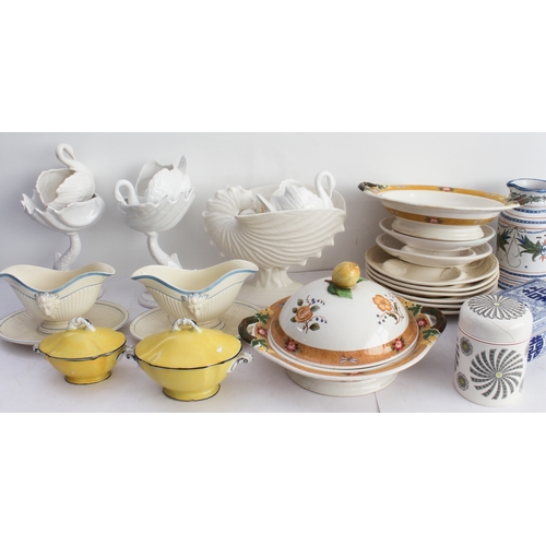 23 - Various ceramics to include:
 a large Wedgwood ceramic vase modelled as a nautilus shell;
 eight oys... 