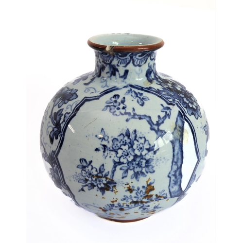 26 - Five blue and white ceramics:
 1. a pair of waisted square porcelain vases decorated with peony and ... 