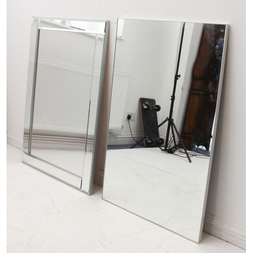 288 - Two modern mirrors: one larger with mirrored frame (77cm x 107.5cm) and one plain smaller (2)