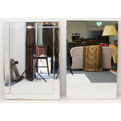 288 - Two modern mirrors: one larger with mirrored frame (77cm x 107.5cm) and one plain smaller (2)