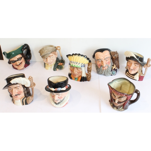 34 - Eight Royal Doulton character jugs:
 Devil & Saint (mid-20th century);
 Aramis (D6441);
 Athos (D643... 