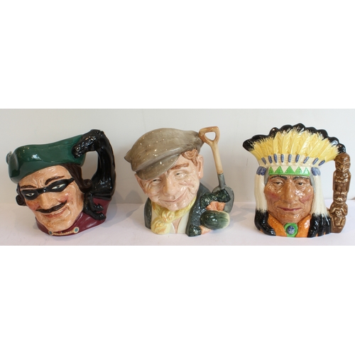 34 - Eight Royal Doulton character jugs:
 Devil & Saint (mid-20th century);
 Aramis (D6441);
 Athos (D643... 