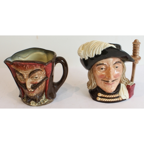 34 - Eight Royal Doulton character jugs:
 Devil & Saint (mid-20th century);
 Aramis (D6441);
 Athos (D643... 
