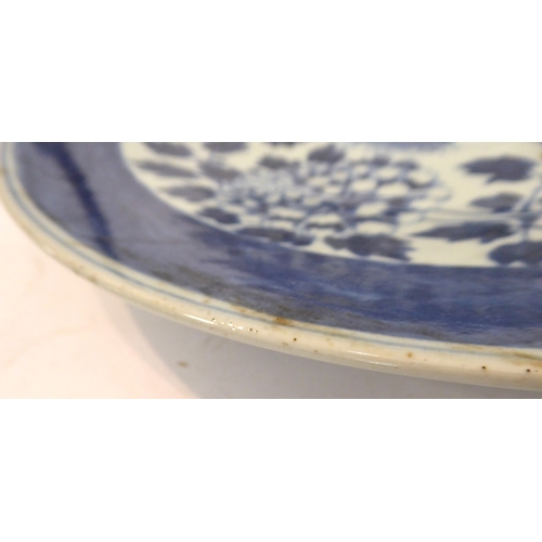 4 - Two pieces:
 1. a 19th century Chinese blue-and-white porcelain charger decorated with exotic birds ... 