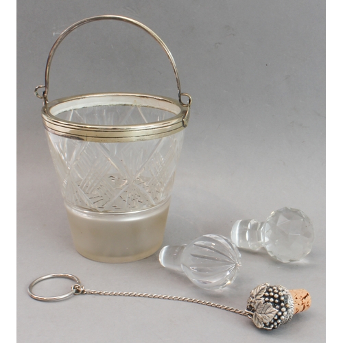 42 - A mixed lot of four:
 1. a late 19th to early 20th century frosted and cut-glass ice-bucket of small... 