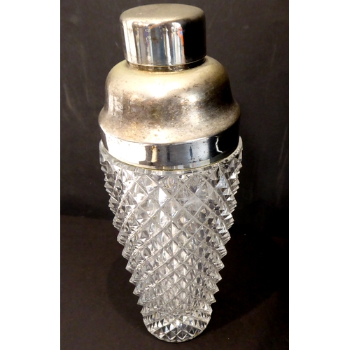 46 - Seven pieces of glassware and a large Le Creuset saucepan:
 a large mid-20th century hand-cut (proba... 