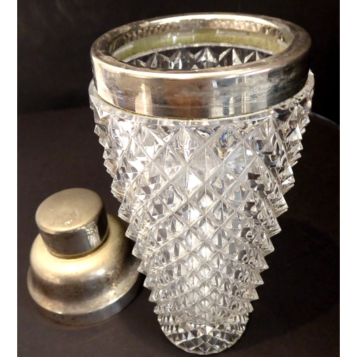 46 - Seven pieces of glassware and a large Le Creuset saucepan:
 a large mid-20th century hand-cut (proba... 