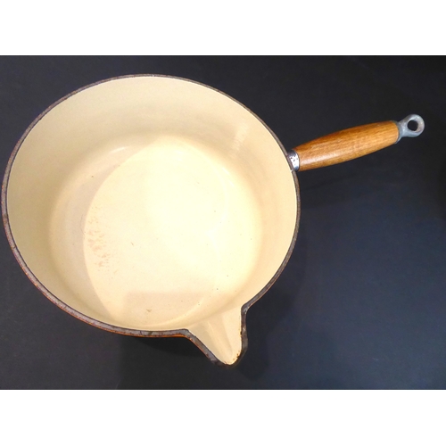 46 - Seven pieces of glassware and a large Le Creuset saucepan:
 a large mid-20th century hand-cut (proba... 