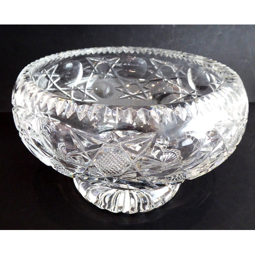 46 - Seven pieces of glassware and a large Le Creuset saucepan:
 a large mid-20th century hand-cut (proba... 