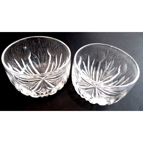 46 - Seven pieces of glassware and a large Le Creuset saucepan:
 a large mid-20th century hand-cut (proba... 