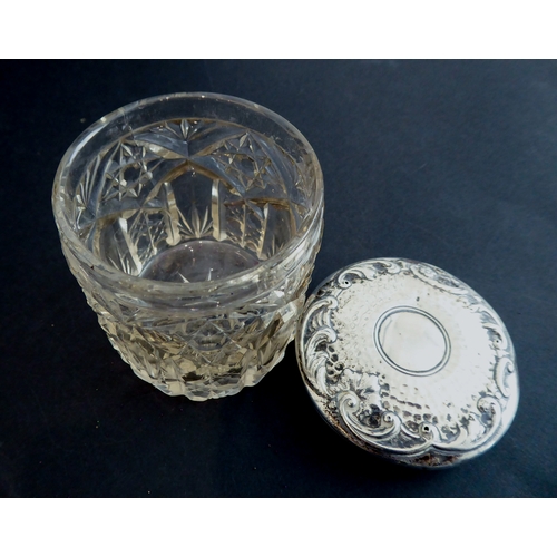 46 - Seven pieces of glassware and a large Le Creuset saucepan:
 a large mid-20th century hand-cut (proba... 