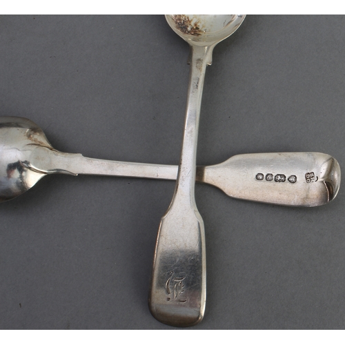 56 - A set of six 19th century hallmarked silver teaspoons (123 g) and three pieces of silver plate compr... 