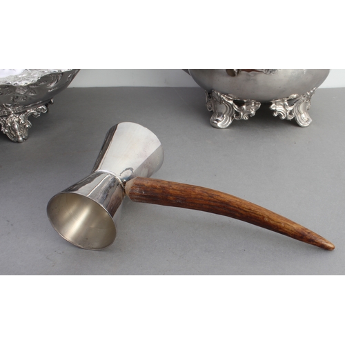 56 - A set of six 19th century hallmarked silver teaspoons (123 g) and three pieces of silver plate compr... 