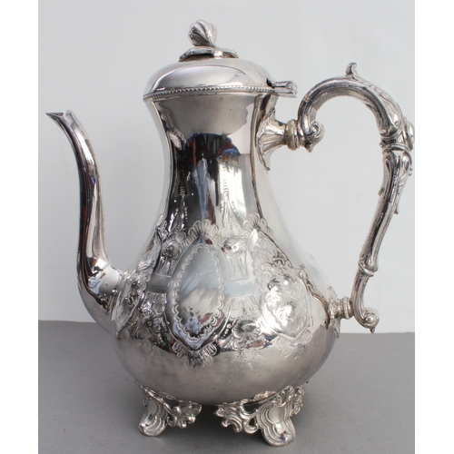 56 - A set of six 19th century hallmarked silver teaspoons (123 g) and three pieces of silver plate compr... 