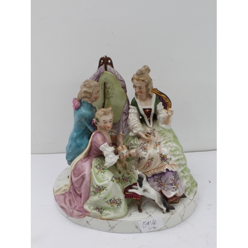 16 - Two pieces:
 1. a 20th century hand-decorated porcelain figure model, an artist drawing a seated lad... 