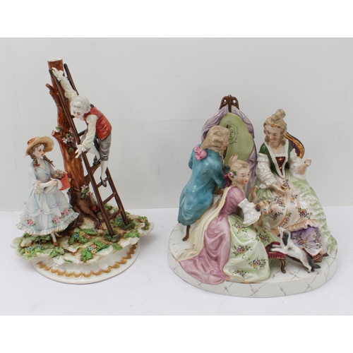 16 - Two pieces:
 1. a 20th century hand-decorated porcelain figure model, an artist drawing a seated lad... 