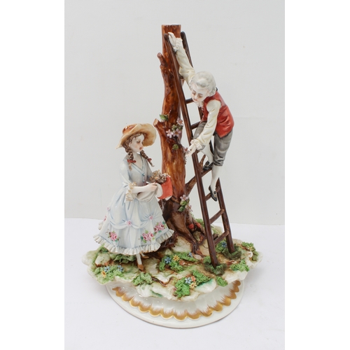 16 - Two pieces:
 1. a 20th century hand-decorated porcelain figure model, an artist drawing a seated lad... 