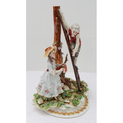 16 - Two pieces:
 1. a 20th century hand-decorated porcelain figure model, an artist drawing a seated lad... 