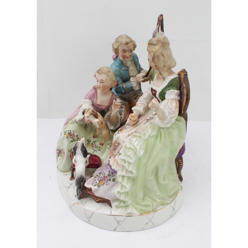 16 - Two pieces:
 1. a 20th century hand-decorated porcelain figure model, an artist drawing a seated lad... 