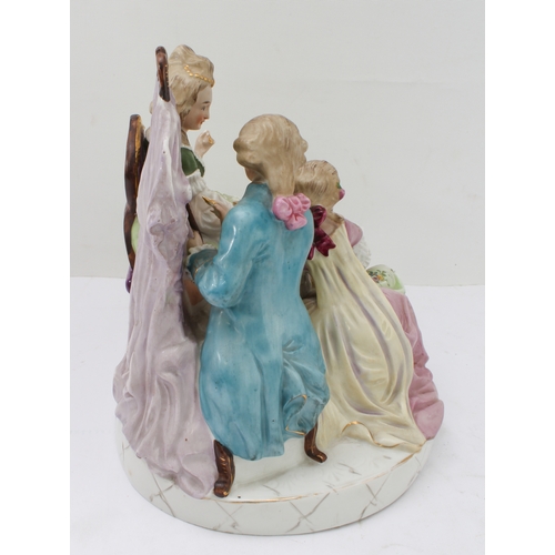 16 - Two pieces:
 1. a 20th century hand-decorated porcelain figure model, an artist drawing a seated lad... 