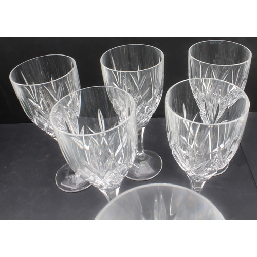 43 - Fine drinking glasses to include:
 1.  a set of six diamond-cut tumblers, five brandy balloons and s... 