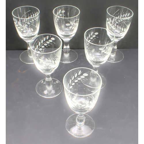43 - Fine drinking glasses to include:
 1.  a set of six diamond-cut tumblers, five brandy balloons and s... 
