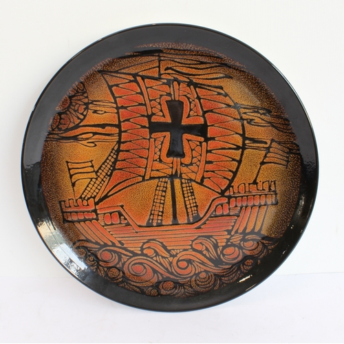 17 - A wall-hanging Poole Pottery charger in the Aegean pattern (32.25 cm in diameter)