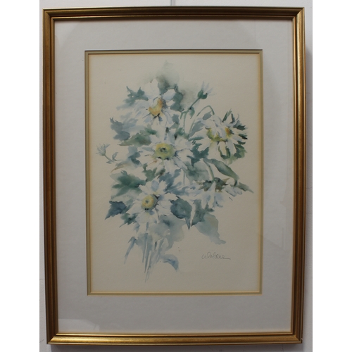 268 - Ten pictures and prints to include:
 D. SCAMMELL a set of three floral still lives in watercolour (f... 