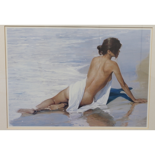 272 - Three watercolours and two prints:
 JULIA LOKEN - countryside snow scene, watercolour signed and dat... 