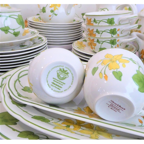 28 - An 87-piece Villeroy & Boch 'Geranium' dinner service:
 7 x 16.5 cm, 8 x 20.8 cm and 14 x 26.4 cm pl... 