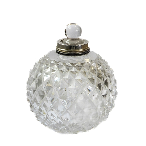 47 - A 19th century spherical scent bottle of large proportions: hobnail-cut and with original internal g... 