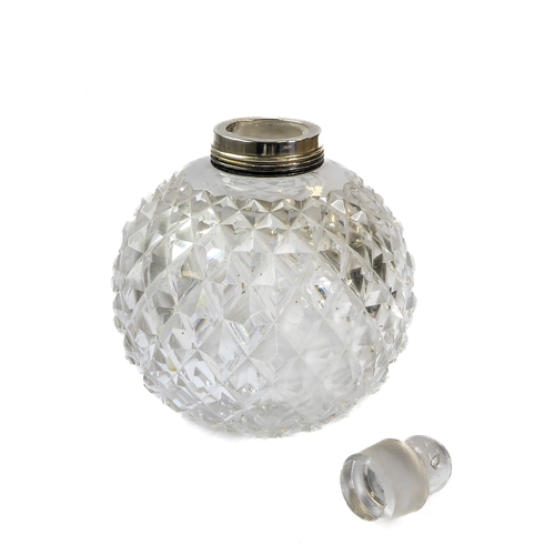 47 - A 19th century spherical scent bottle of large proportions: hobnail-cut and with original internal g... 