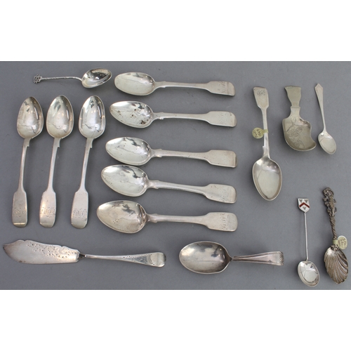 57 - A interesting selection of (mostly hallmarked) silver:
 nine hallmarked silver teaspoons (5 x London... 