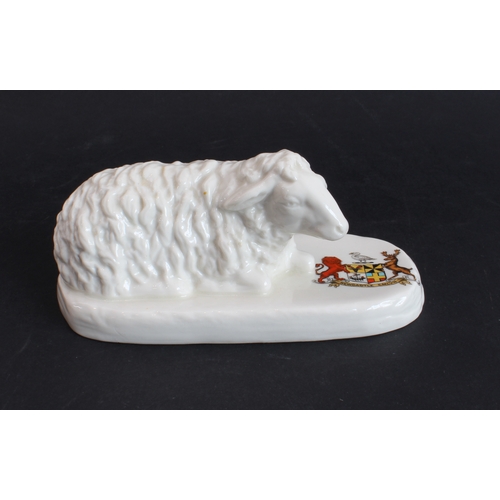 8 - A rare late 19th to early 20th century W. H. Goss porcelain sheep, the base with transfer decorated ... 