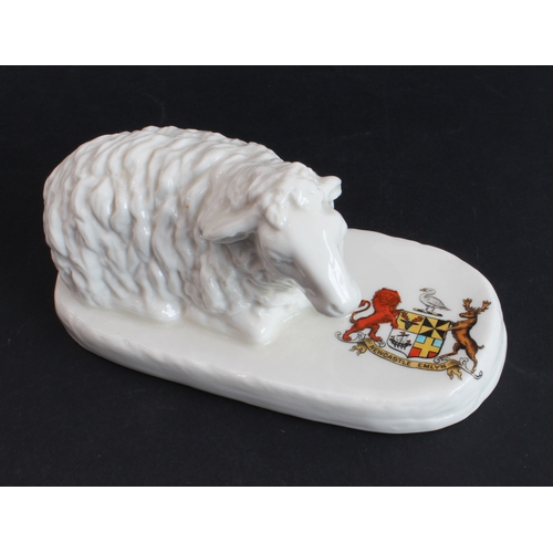 8 - A rare late 19th to early 20th century W. H. Goss porcelain sheep, the base with transfer decorated ... 
