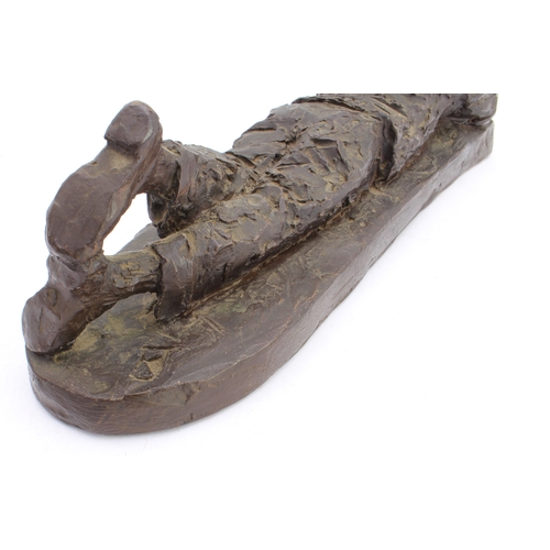 164 - KARIN JONZEN (1914-1998): 'Boy reclining and reading', cold-cast resin, monogrammed 'KJ', Heredities... 