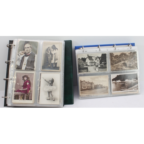 172 - 488 mostly early 20th century postcards in two albums and to include celebrities and topographical