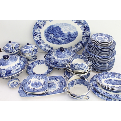 18 - An extensive early 20th century Wood's Ware 'English Scenery' dinner service:
 12 x 25.5, 11 x 23 an... 