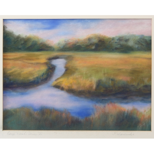 248 - Ten pieces to include:
 IRENE WISNIEWSKI - a series of five pastels signed in pencil: 'Goose Pond', ... 