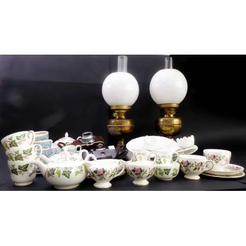 29A - A mixed to include ceramics, brassware and two cameras:
 a Wedgwood 'Santa Clara' and a Wedgwood 'Fl... 