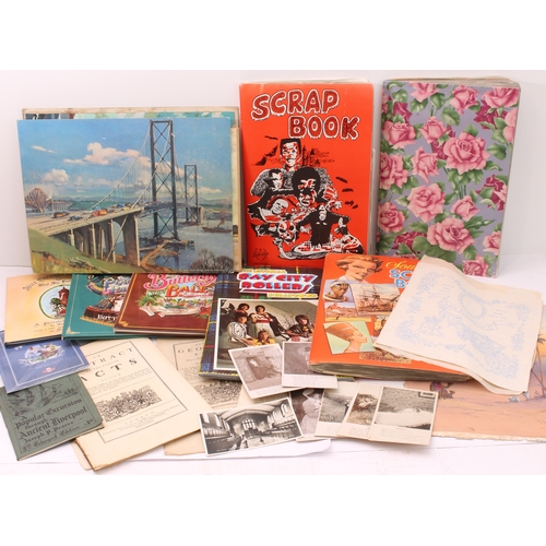 155 - Albums, hardback books, scrapbooks, prints and folios to include:
 three scrapbooks of greetings car... 