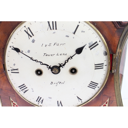 130 - An early 19th century mahogany-cased eight-day bracket clock; the repainted cream enamel dial signed... 