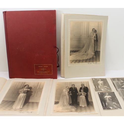 160 - An interesting folio of 1932 black-and-white wedding photographs:
 1. A hardback folio of five photo... 