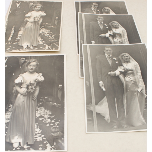 160 - An interesting folio of 1932 black-and-white wedding photographs:
 1. A hardback folio of five photo... 