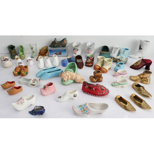 29 - 48 ornamental miniature shoes, clogs and boots (ceramic (31), glass (2), brass (4) and wood (5) to i... 