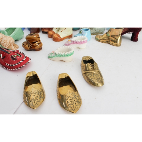 29 - 48 ornamental miniature shoes, clogs and boots (ceramic (31), glass (2), brass (4) and wood (5) to i... 