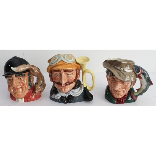 37 - Nine Royal Doulton character jugs:
 Dick Turpin;
 Sairey Gamp;
 A Gaoler (D6570);
 Mr Pickwick;
 W. ... 