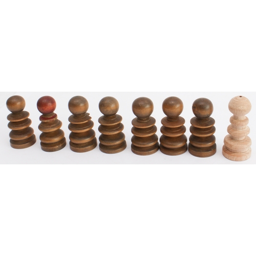 108 - A 19th century boxwood and rosewood chess set (the kings approx. 8.5 cm high)
 (The 8 white pawns ma... 