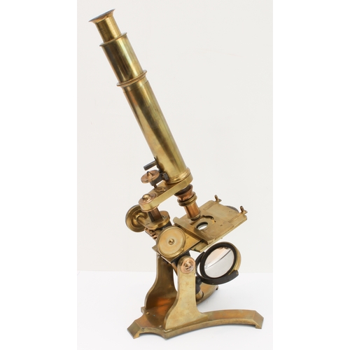 110 - A mid-19th century brass monocular microscope: 8¼